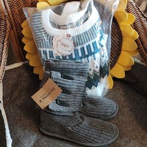 BEARPAW KNITTED BOOT COMBO SET